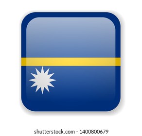 Nauru flag bright square icon. Vector Illustration