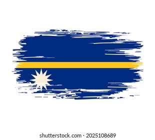 Fondo de fondo de fondo de brocha de la bandera de Nauru. Ilustración vectorial.