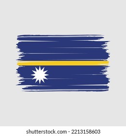 Nauru Flag Brush Strokes Painted