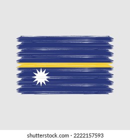 Nauru Flag Brush Strokes Painted