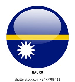 NAURU flag button on white background