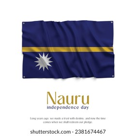 Nauru Flag, Celebrating Independence Day. Abstract waving flag on white background Country Flag.