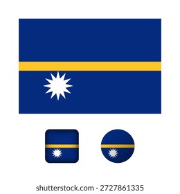 Nauru Flag Flat Icons Collection