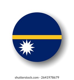 Nauru flag - flat vector circle icon or badge with dropped shadow.