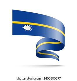 Nauru flag in the form of wave ribbon vector illustration on white background.