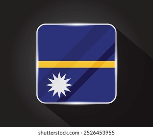 Nauru flag glossy square icon illustration 