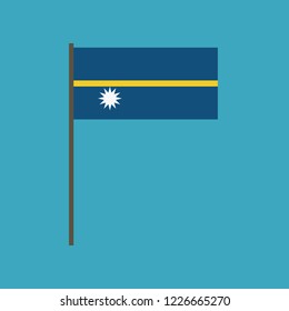 Nauru flag icon in flat design. Independence day or National day holiday concept.