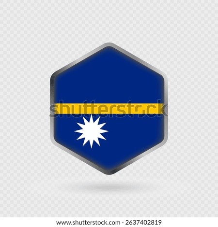 Nauru Flag Icon in Hexagon Shape.