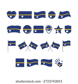 Vector del sistema del icono de la bandera de Nauru aislado en un fondo blanco. Elemento de Diseño gráfico de bandera nauruana. Iconos de la bandera de Nauru en estilo plano. Símbolos de Nauru colección