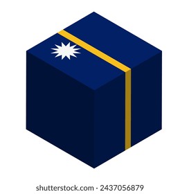 Bandera de Nauru - cubo 3D isométrico aislado sobre fondo blanco. Vector.