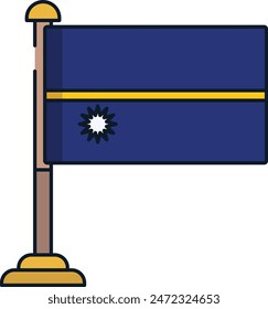 Nauru flag linear color vector illustration