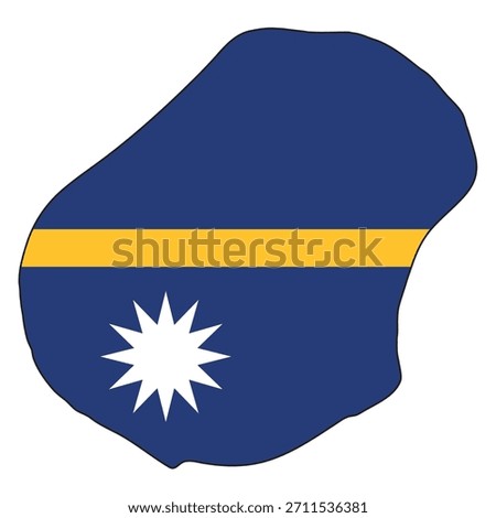 Nauru flag map icon, national symbol in geographic country shape