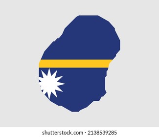 Nauru Flag Map. Map of the Republic of Nauru with the Nauruan country banner. Vector Illustration.