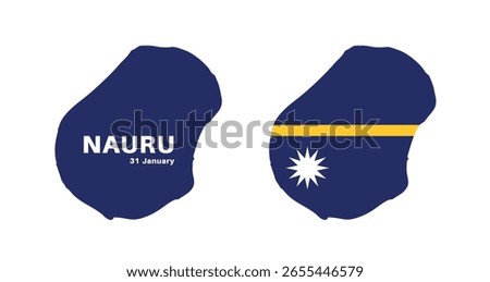 nauru flag and map set. nauru flag in official colors and proportions., map