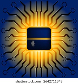 Nauru Flag Microchip - Nauru Technology and Innovation Concept