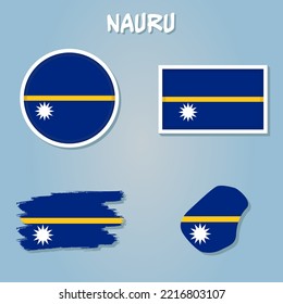 Nauru Flag National Oceania Emblem Icon Vector Illustration Abstract Design Element.