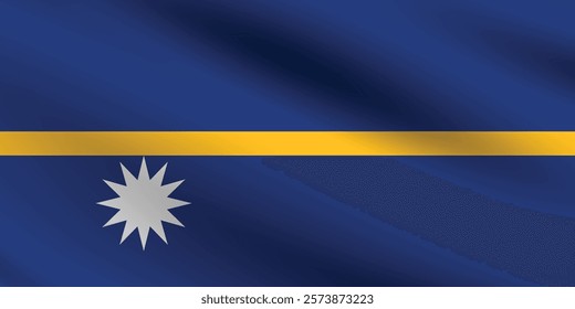 Nauru flag official colors and proportion digital vector illustration. Pleated flag.