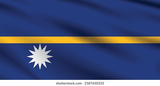 Nauru flag official colors and proportion digital vector illustration. Waving flag.
