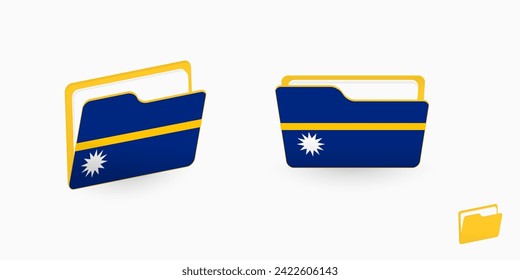 Nauru flag on two type of folder icon. Vector illustration.