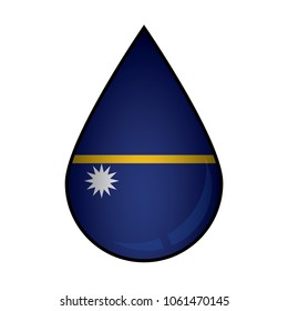 The Nauru flag painted on 3D water drop