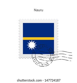Nauru Flag Postage Stamp on white background. Vector illustration.