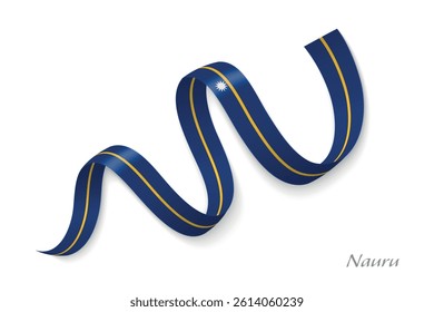 Nauru flag ribbon waving national colors, symbolizing pride, unity and national identity