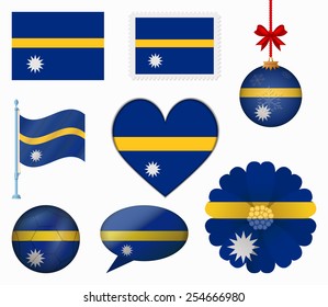 Nauru flag set of 8 items vector