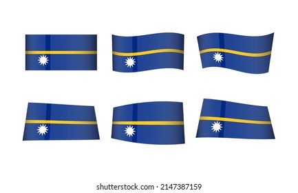 Nauru Flag Set Nauruan Flags National Symbol Banner Icon Vector Stickers Oceania Yaren Wave Country Island State Day Sun Wavy Realistic Independence Culture Nation East Republic Kingdom Tropic Travel