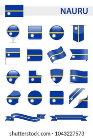 Nauru Flag Set - Vector Illustration