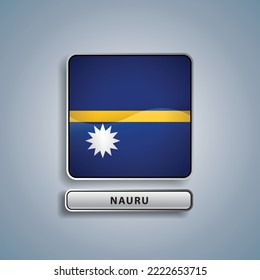 Nauru flag square button vector illustration