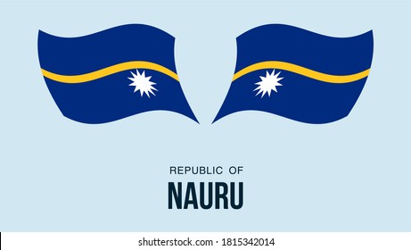 Nauru flag state symbol isolated on background national banner. Greeting card National Independence Day of the Republic of Nauru. Illustration banner with realistic state flag.