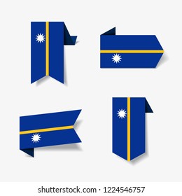 Nauru flag stickers and labels set. Vector illustration.