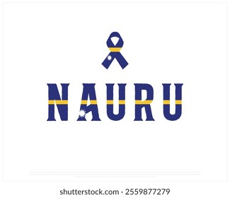 NAURU flag Typography on a white background, Editable vector design of NAURU typography with ribbon flag, Independence Day Design, NAURU day design, Ribbon Flag of NAURU