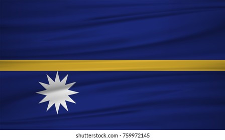Nauru flag vector. Vector flag of Nauru blowig in the wind. EPS 10.