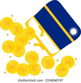 Nauru Flag vector hand drawn,Australian dollar vector hand drawn