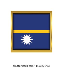 Nauru Flag Vector Square Icon - Illustration, Flag of Nauru. Abstract concept, icon,golden square, button. Raster illustration on white background.