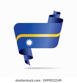 Nauru flag wavy ribbon background. Vector illustration.
