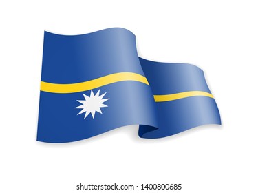 Nauru flag in the wind. Flag on white background vector illustration