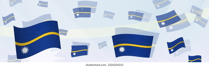 Nauru flag-themed abstract design on a banner. Abstract background design with National flags. Vector illustration.