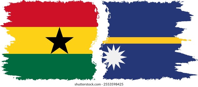 Nauru and Ghana grunge flags connection, vector