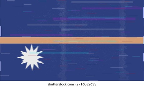 Vector Video de bandera de falla de Nauru, distorsión dividida RGB, ilustración de marco abstracto digital