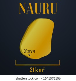Nauru golden 3d solid country outline silhouette, realistic piece of world map template, for infographic, vector illustration, isolated object, background. From countries set