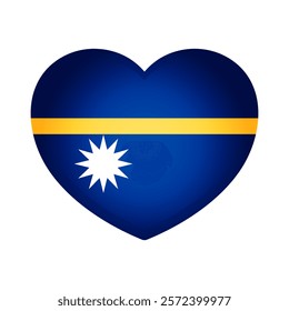 Nauru heart badge icon. Nauru national flag button. Vector illustration