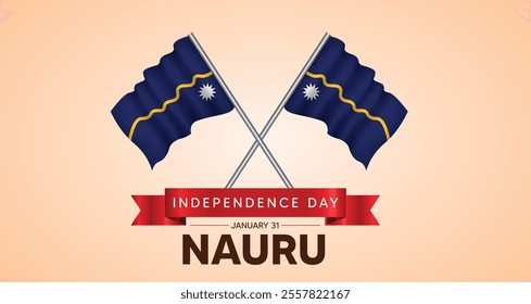 Nauru Independence Day 31 January flag with pole vector poster