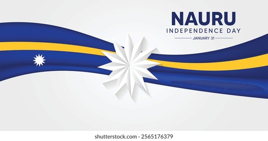 Nauru Independence Day 31 January cloth flag vector poster