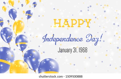 Nauru Independence Day Greeting Card. Flying Balloons in Nauru National Colors. Happy Independence Day Nauru Vector Illustration.