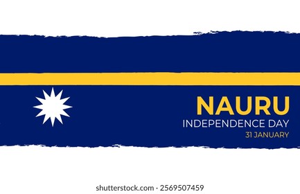 Nauru Independence Day January 31th. Nauru national brush flag on white background. Vector illustration