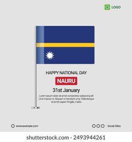 Nauru Independence Day Social Media Banner, Editable Vector Design with Flag