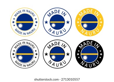Nauru Made in Stamp in circle with flag Vector template on white background