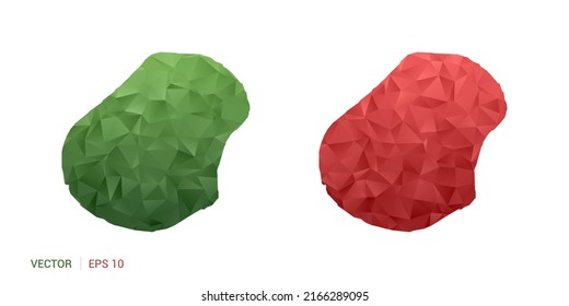 Nauru map of abstract vector polygon set couple color green and red.